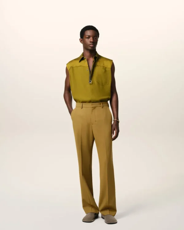 Outlet Mustard Wool Straight Fit Trousers Tailoring | Trousers