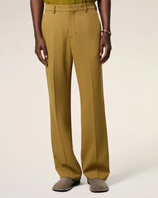 Outlet Mustard Wool Straight Fit Trousers Tailoring | Trousers