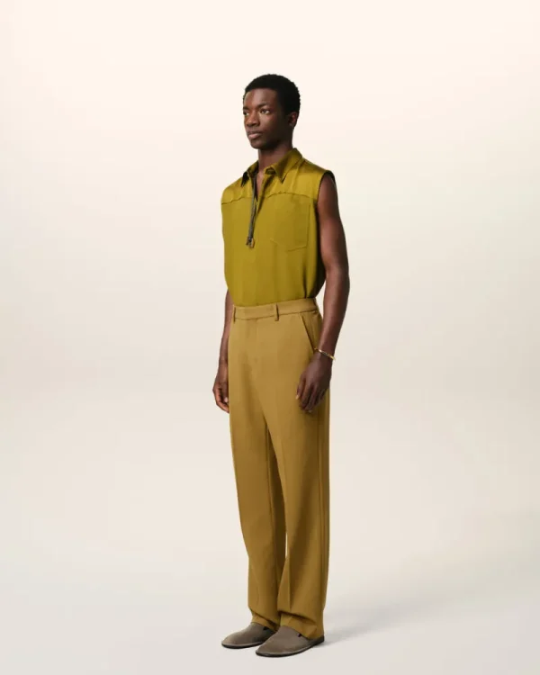 Outlet Mustard Wool Straight Fit Trousers Tailoring | Trousers