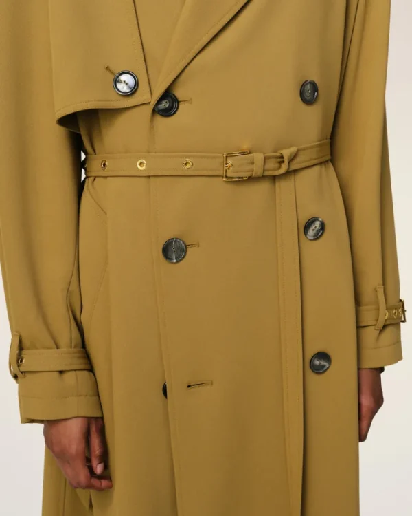 Cheap Mustard Wool Trench Coat Women Coats & Jackets