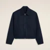 Shop Navy Cotton Ami de Coeur Zipped Jacket Coats & Jackets | Ami De Coeur