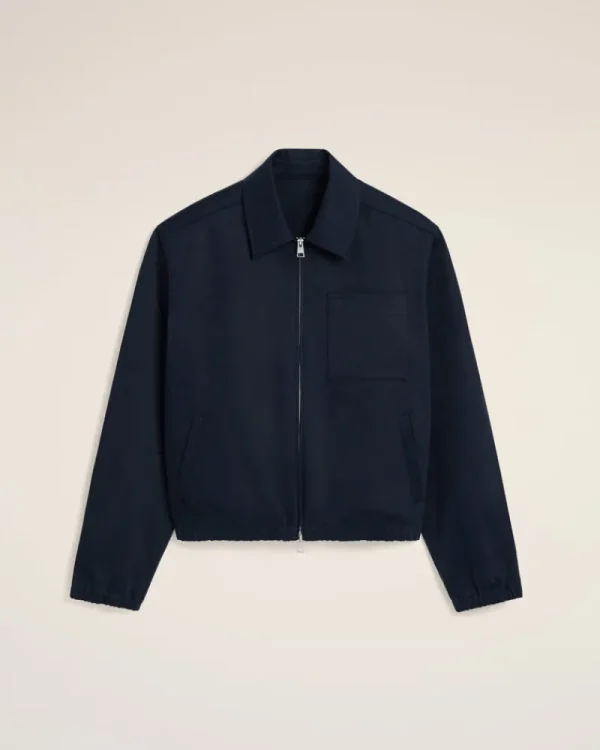 Shop Navy Cotton Ami de Coeur Zipped Jacket Coats & Jackets | Ami De Coeur