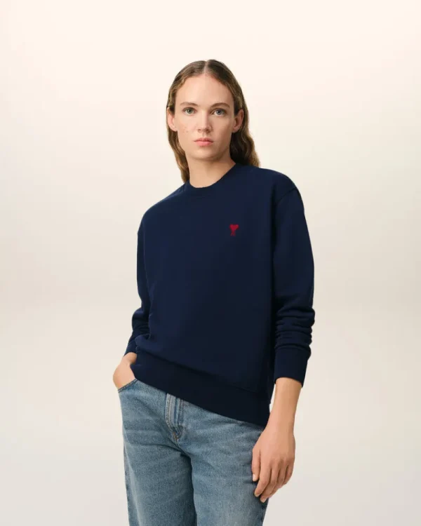 Outlet Navy Cotton Ami de Coeur Sweatshirt Women Sweatshirts & Hoodies | Ami De Coeur