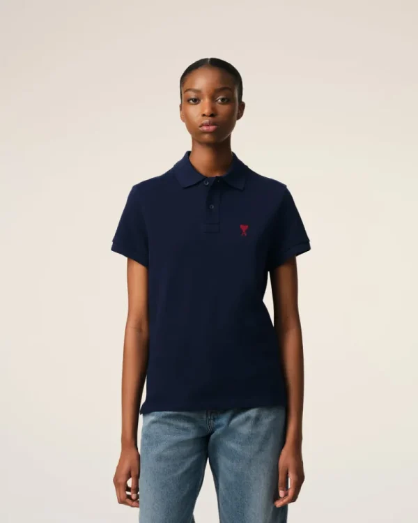 Fashion Navy Cotton Ami de Coeur Polo Shirt Women T-shirts & Polos | Ami De Coeur