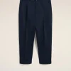 Cheap Navy Cotton Carrot Oversized Trousers Trousers