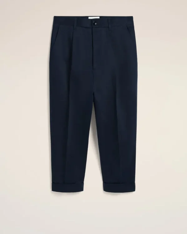 Cheap Navy Cotton Carrot Oversized Trousers Trousers