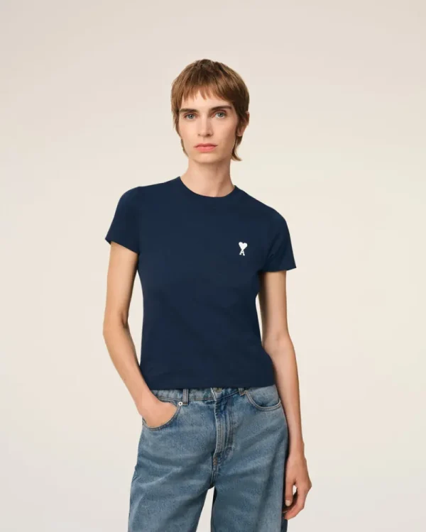 Cheap Navy Cotton Cropped T-Shirt Women T-shirts & Tops | Ami De Coeur