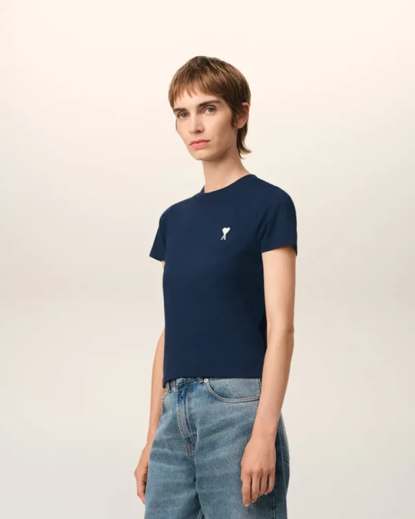 Cheap Navy Cotton Cropped T-Shirt Women T-shirts & Tops | Ami De Coeur