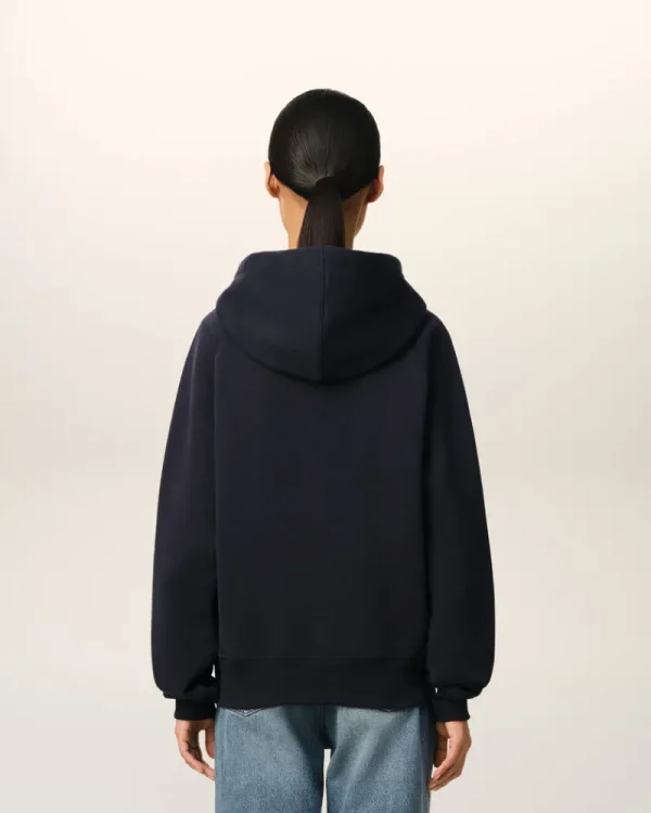 Flash Sale Navy Cotton Hoodie With Patch Women Sweatshirts & Hoodies | Ami De Coeur