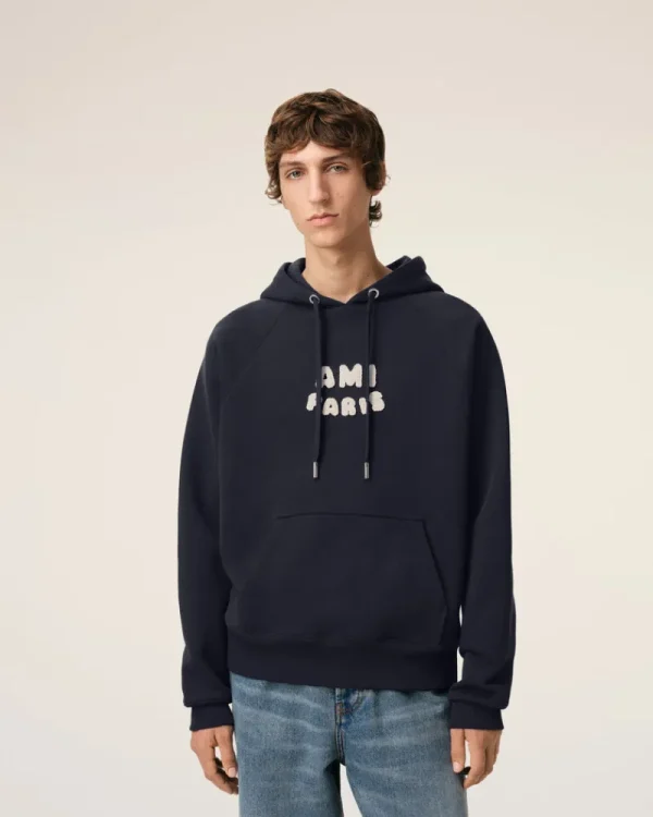 Flash Sale Navy Cotton Hoodie With Patch Women Sweatshirts & Hoodies | Ami De Coeur