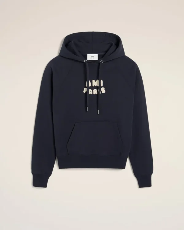 Flash Sale Navy Cotton Hoodie With Patch Women Sweatshirts & Hoodies | Ami De Coeur