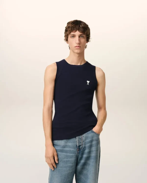 Cheap Navy Cotton Rib Ami de Coeur Tanktop T-shirts & Polos | Ami De Coeur