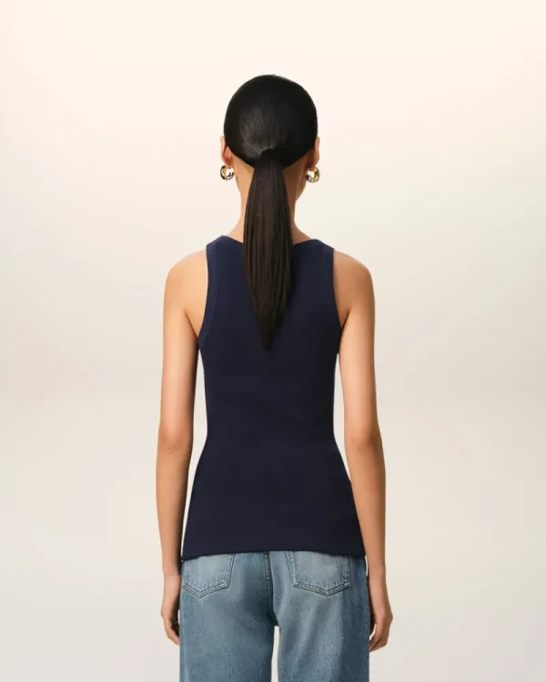 Flash Sale Navy Cotton Rib Ami de Coeur Tanktop Women T-shirts & Tops | Ami De Coeur