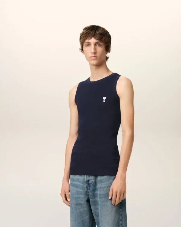 Cheap Navy Cotton Rib Ami de Coeur Tanktop T-shirts & Polos | Ami De Coeur