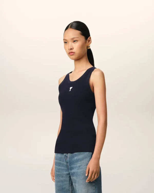 Flash Sale Navy Cotton Rib Ami de Coeur Tanktop Women T-shirts & Tops | Ami De Coeur