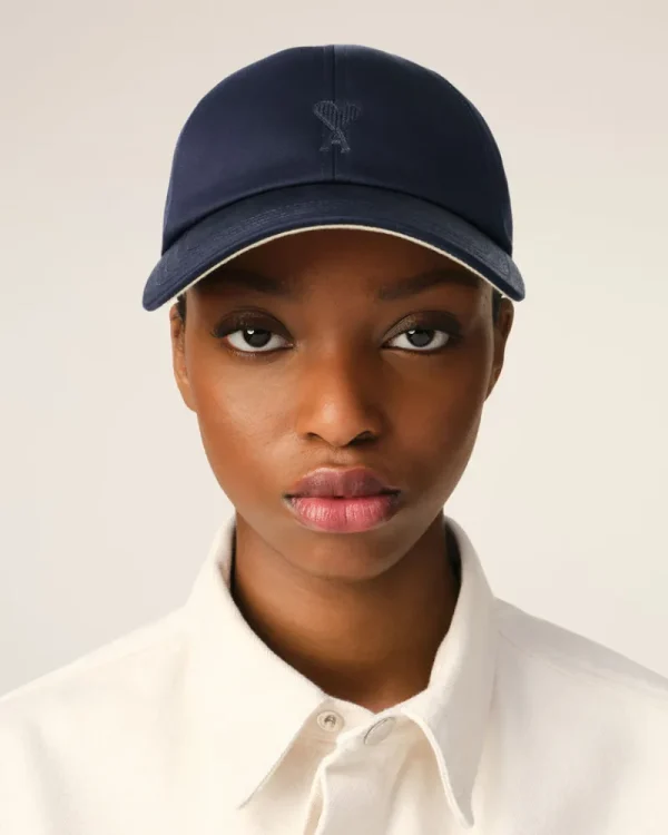 Fashion Navy Cotton Tonal Ami de Coeur Embroidery Cap Women Caps | Ami De Coeur