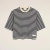 Discount Navy Recycled Cotton Loose Striped T-Shirt Women T-shirts & Polos | T-shirts & Tops