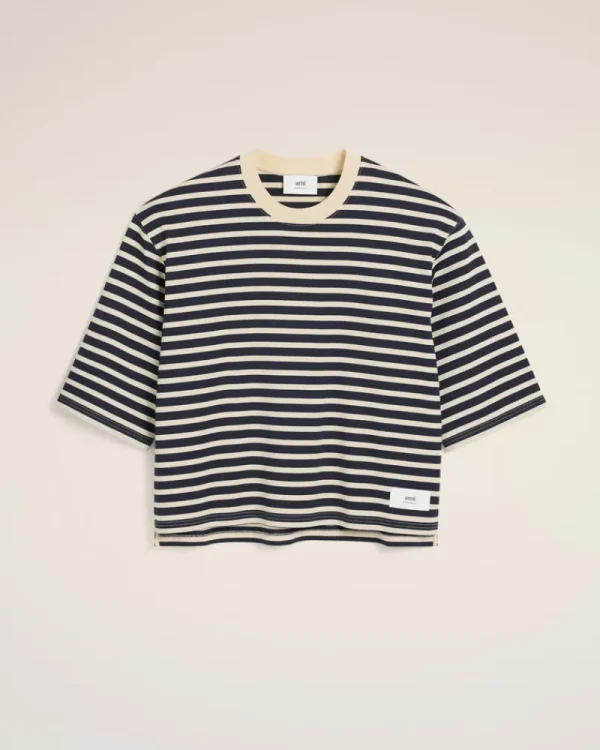 Discount Navy Recycled Cotton Loose Striped T-Shirt Women T-shirts & Polos | T-shirts & Tops