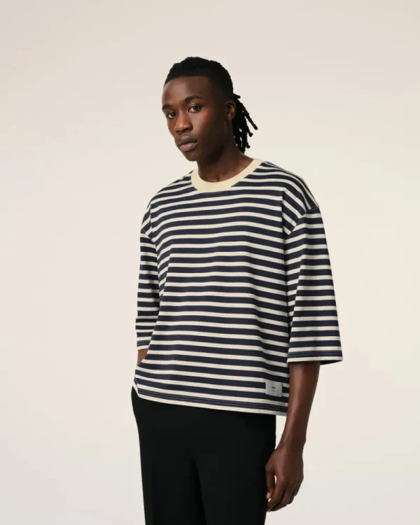 Discount Navy Recycled Cotton Loose Striped T-Shirt Women T-shirts & Polos | T-shirts & Tops