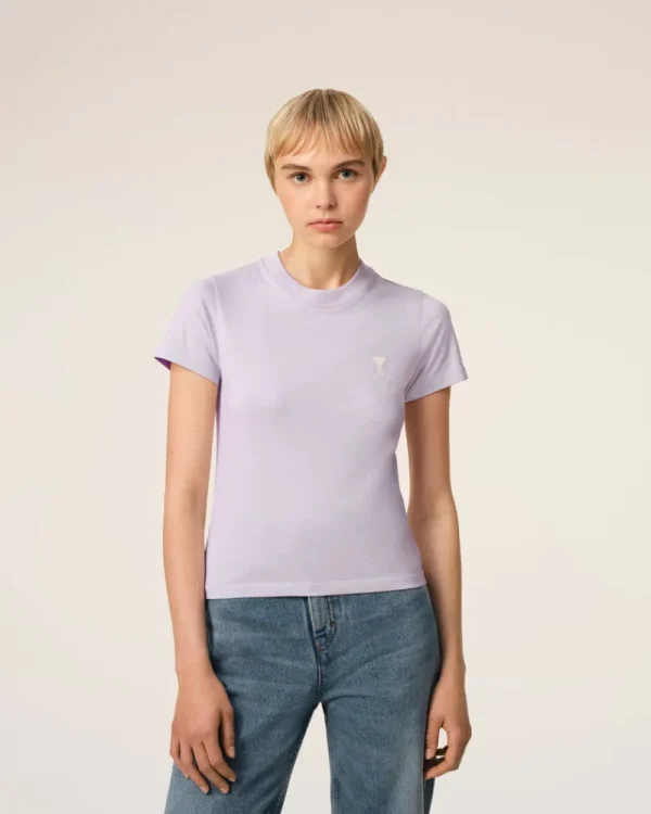 New Purple Cotton Cropped T-Shirt Women T-shirts & Tops | Ami De Coeur