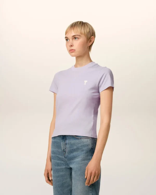 New Purple Cotton Cropped T-Shirt Women T-shirts & Tops | Ami De Coeur