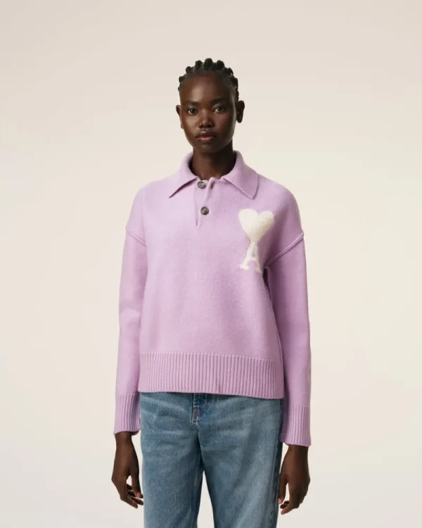 Store Purple Wool Ami de Coeur Polo Women Sweaters & Cardigans | Ami De Coeur