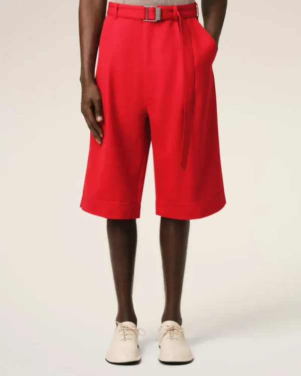 Shop Red Wool Cargo Bermuda Short Shorts