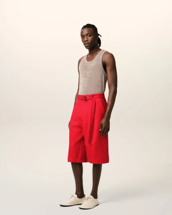 Shop Red Wool Cargo Bermuda Short Shorts