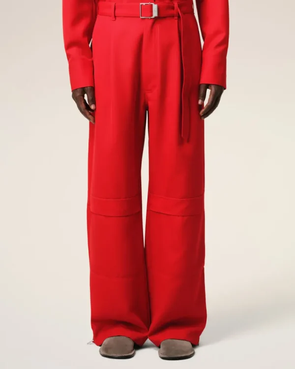 New Red Wool Cargo Trousers Trousers