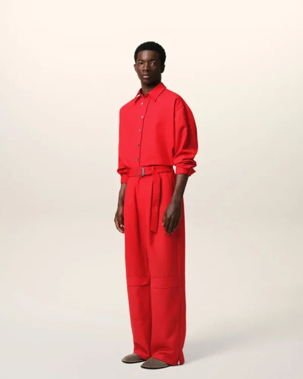 New Red Wool Cargo Trousers Trousers