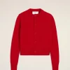 Cheap Red Wool Knit Ami de Coeur Crewneck Cardigan Women Sweaters & Cardigans | Ami De Coeur