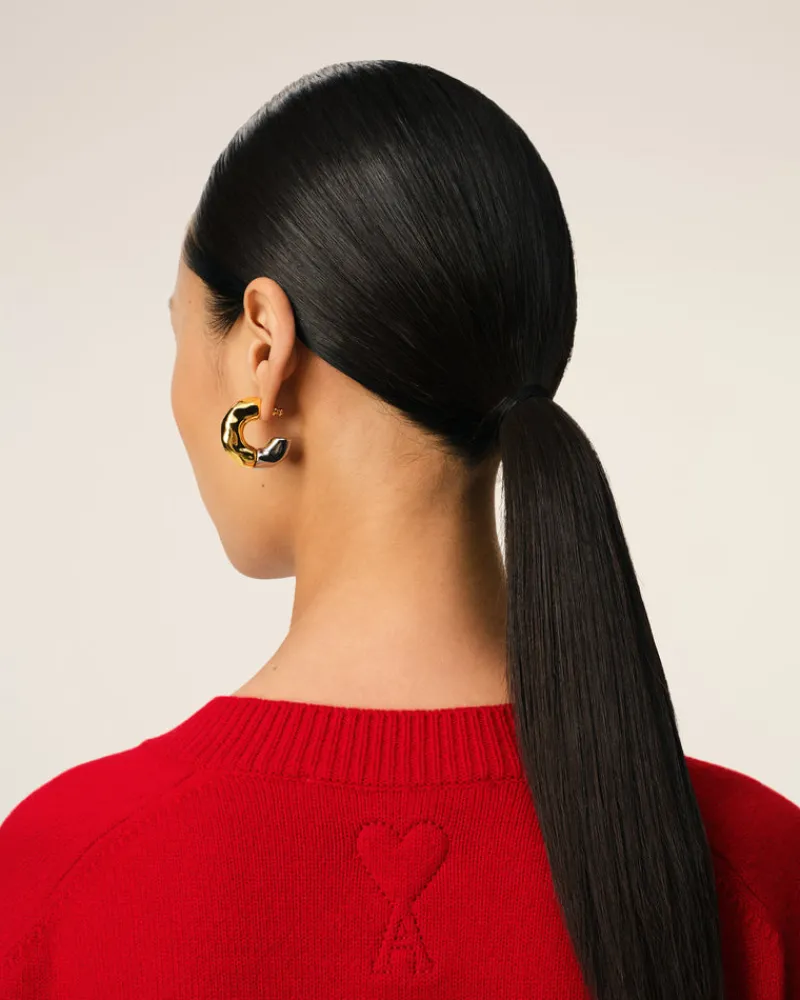 Fashion Red Wool Knit Bicolor V Neck Sweater Women Sweaters & Cardigans | Ami De Coeur