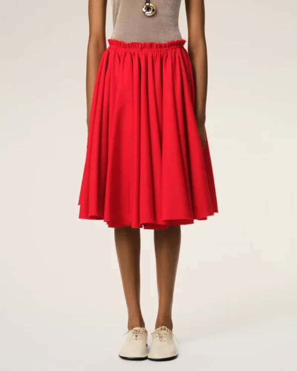 New Red Wool Skirt With Godets Women Shorts & Skirts