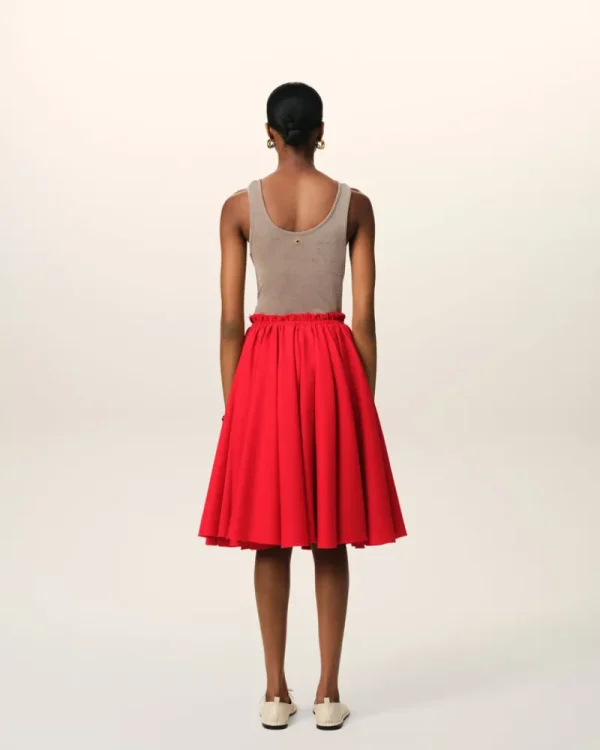 New Red Wool Skirt With Godets Women Shorts & Skirts