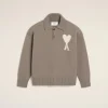 Shop Taupe Wool Ami de Coeur Polo Women Sweaters & Cardigans | Ami De Coeur