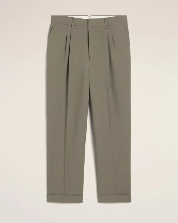 Sale Taupe Wool Carrot Fit Trousers Trousers