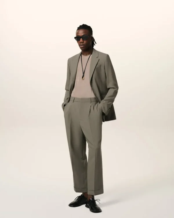 Sale Taupe Wool Carrot Fit Trousers Trousers