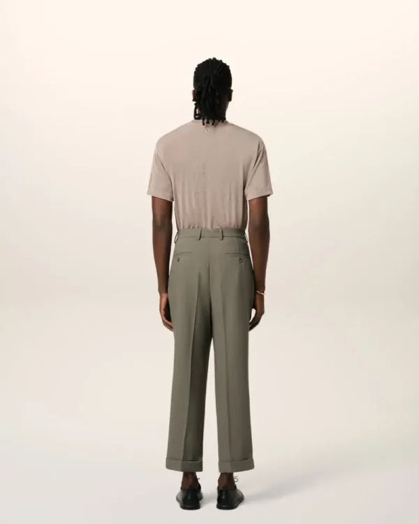 Sale Taupe Wool Carrot Fit Trousers Trousers