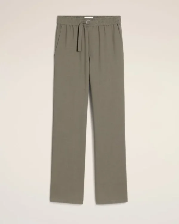 Online Taupe Wool Straight Fit Elasticated Trousers Tailoring | Trousers