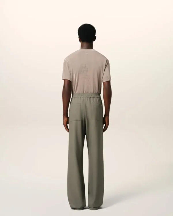 Online Taupe Wool Straight Fit Elasticated Trousers Tailoring | Trousers