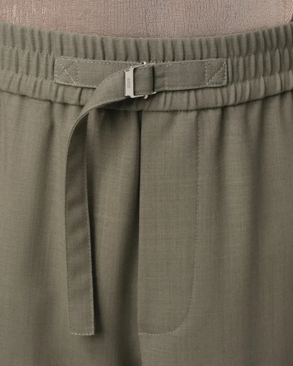 Online Taupe Wool Straight Fit Elasticated Trousers Tailoring | Trousers