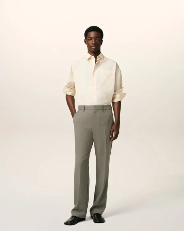 Discount Taupe Wool Straight Fit Trousers Tailoring | Trousers