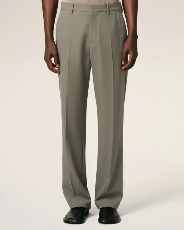 Discount Taupe Wool Straight Fit Trousers Tailoring | Trousers