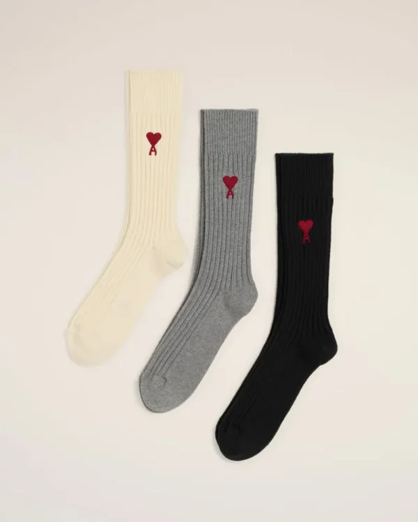 Clearance Tricolor Cotton Three Pack Socks Women Socks | Ami De Coeur