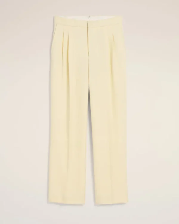 Shop Yellow Wool Large Fit Trousers Tailoring | Trousers