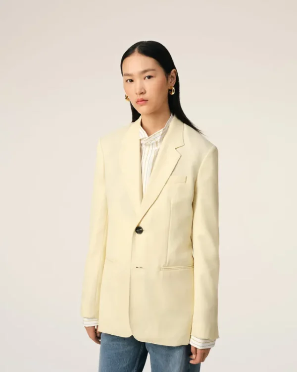 Online Yellow Wool Semi-Lined Jacket Women Coats & Jackets | Denim