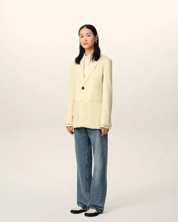 Online Yellow Wool Semi-Lined Jacket Women Coats & Jackets | Denim